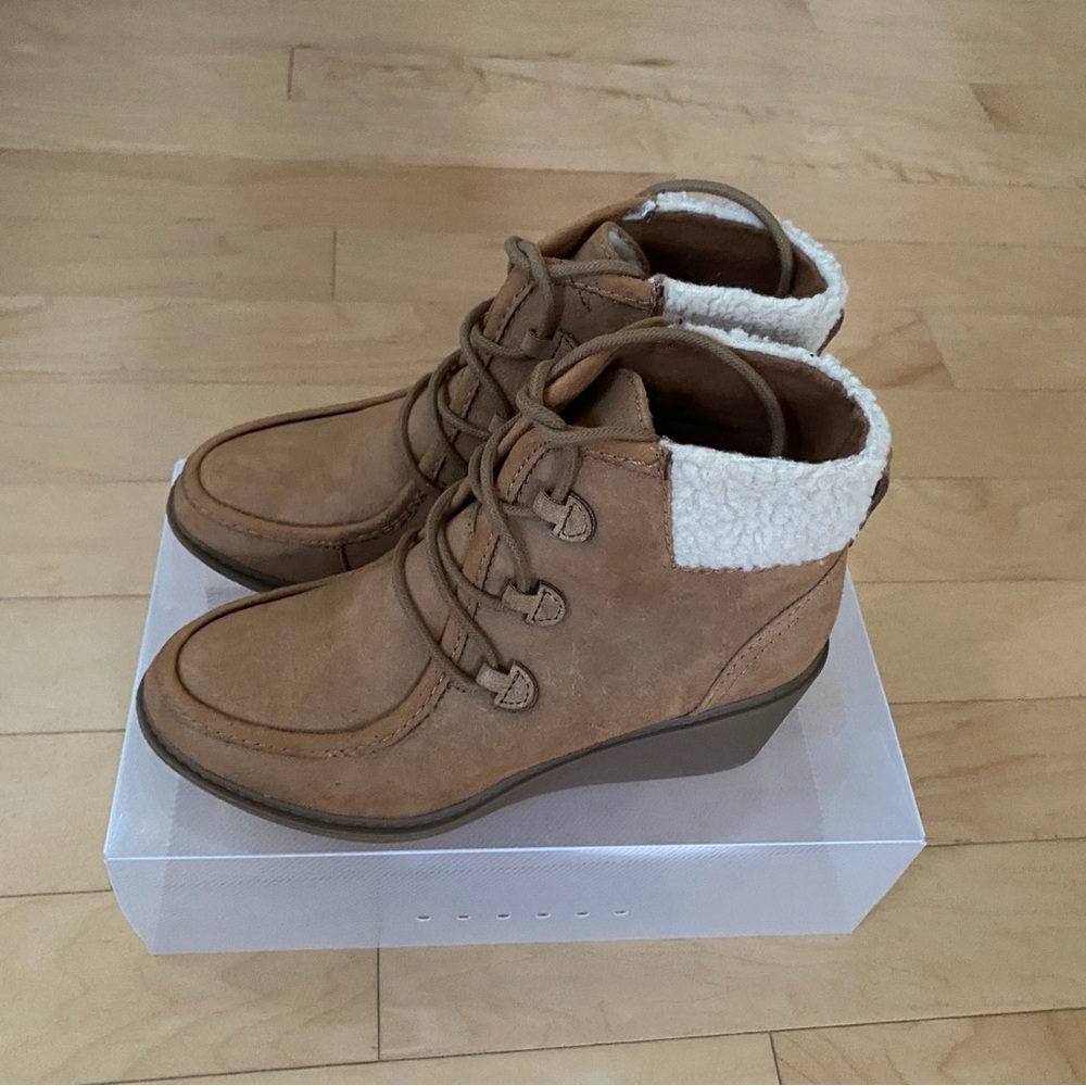 Mad Love Tan Lace Up Boots with Cream Lining